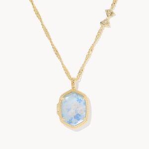 Kendra Scott x LoveShackFancy Daphne Gold Locket Necklace (Whisper Blue Rosette)